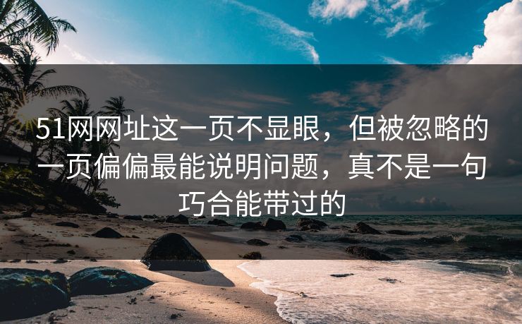51网网址这一页不显眼，但被忽略的一页偏偏最能说明问题，真不是一句巧合能带过的