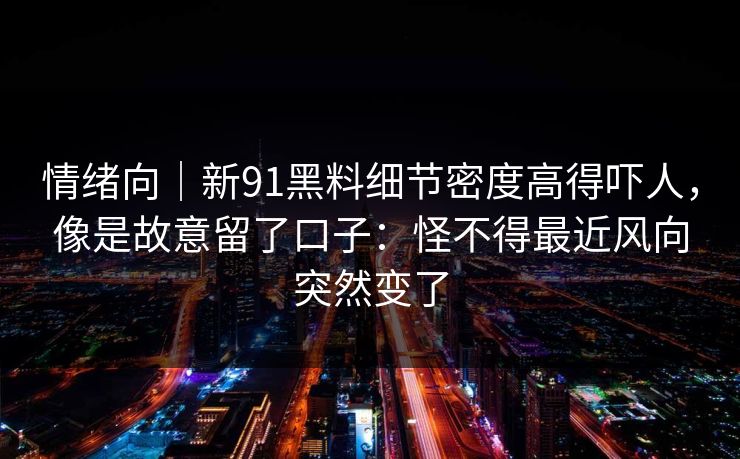 情绪向|新91黑料细节密度高得吓人,像是故意留了口子:怪不得最近风向突然变了 情绪向|新91黑料细节密度高得吓人,像是故意留了口子:怪不得最近风向突然变了
