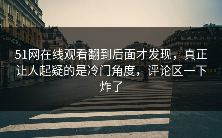 51网在线观看翻到后面才发现，真正让人起疑的是冷门角度，评论区一下炸了